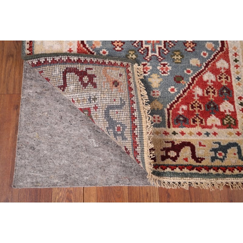 Gray Geometric Kazak Indian Runner Rug Hand-Knotted Wool Carpet - 2'6"x 8'2"