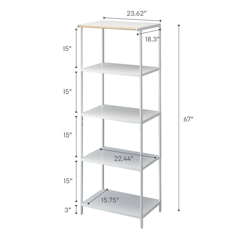 Yamazaki Home Storage Rack - Three Sizes, Steel, 67-Inch, Holds 64.9 lbs, Adjustable - L 18.31 x W 23.62 x H 66.93 inches