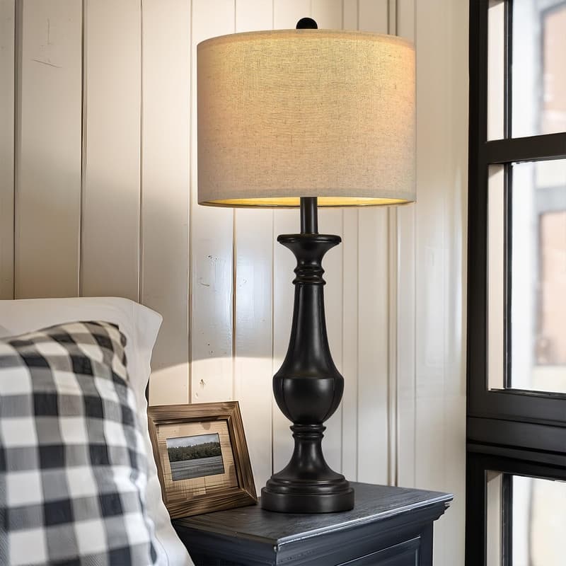27.5" Farmhouse Table Lamp, Mid Century Tall Table Lamp - 1 Set