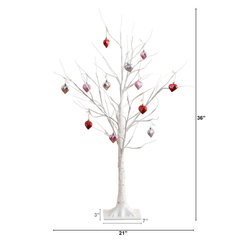 3-ft Pre-Lit Valentine's Day Twig Tree with 12 Warm White LED Lights