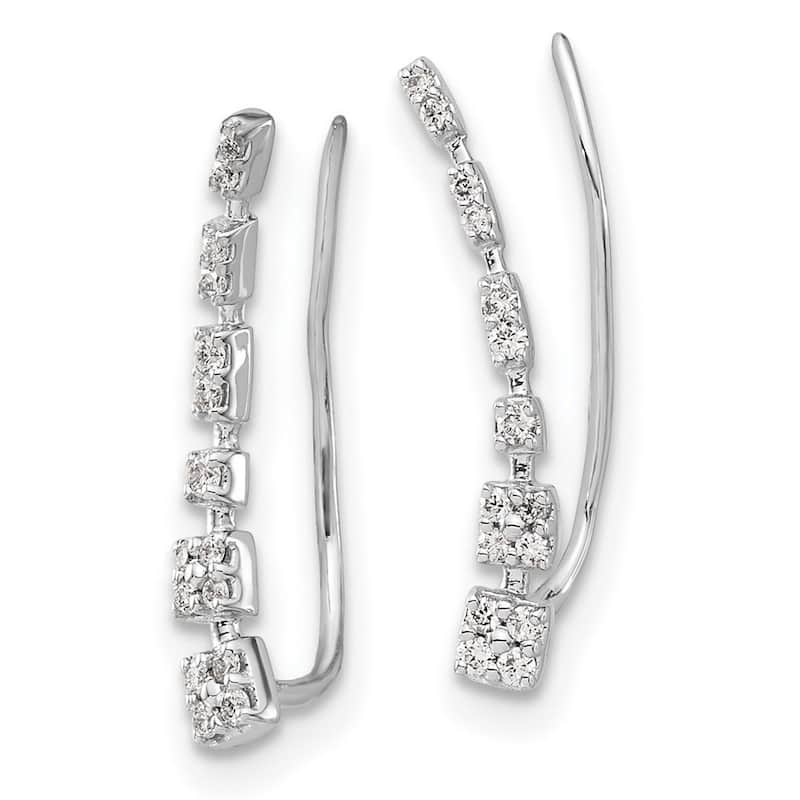 Curata 14k White Gold Diamond Earrings - 19x3mm Wide