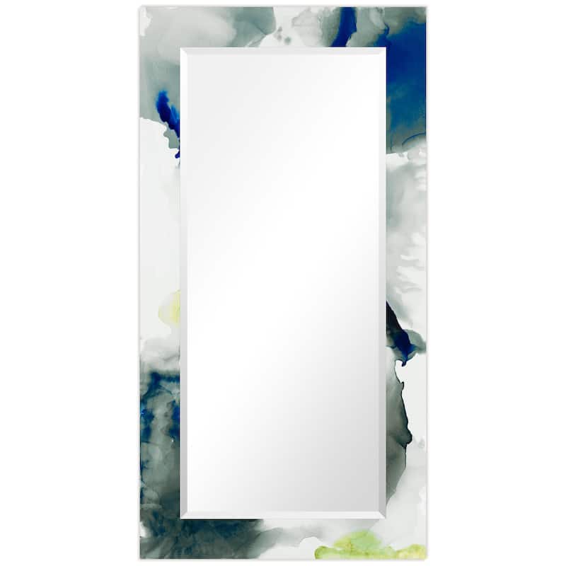 Ephemeral Rectangular Beveled Mirror on Free Floating Printed Tempered Art Glass - Clear - 54" x 28"