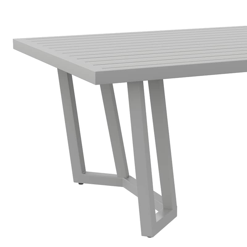 Corvus Kiel Aluminum Outdoor Dining Table with Umbrella Hole, Rectangular Patio Table for 6-8 People