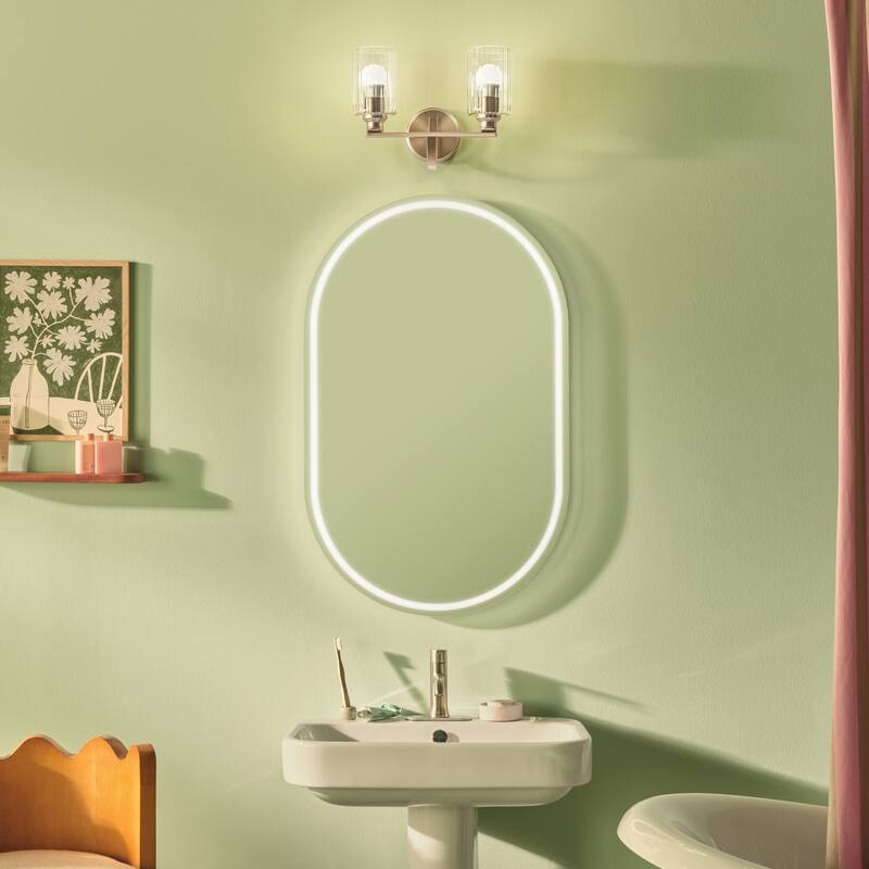 Kichler Lighting Gioe 14.25" 2-Light Vanity Light with Clear Fluted Glass in Champagne Bronze