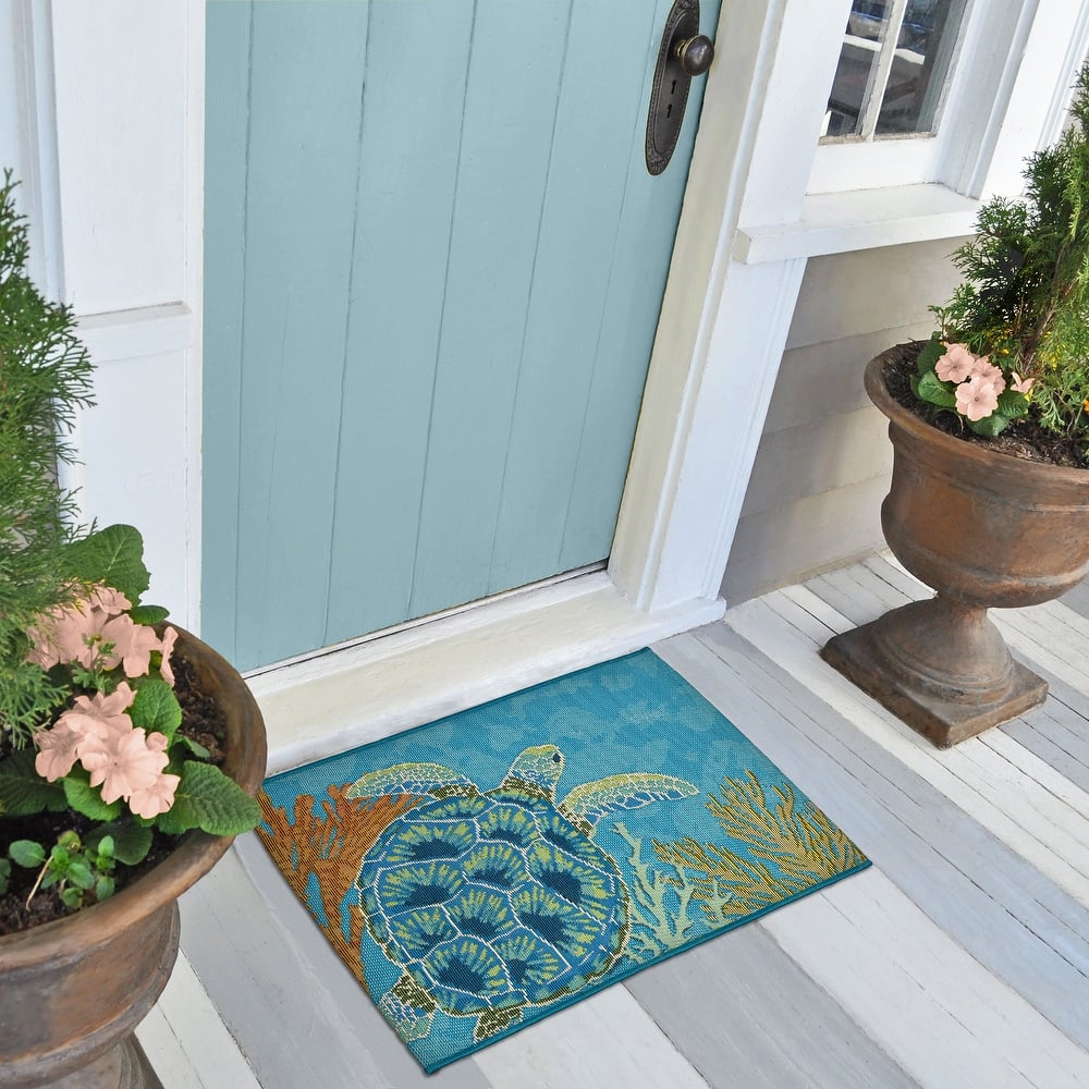 Liora Manne Esencia Seaturtle Garden Indoor/Outdoor Mat