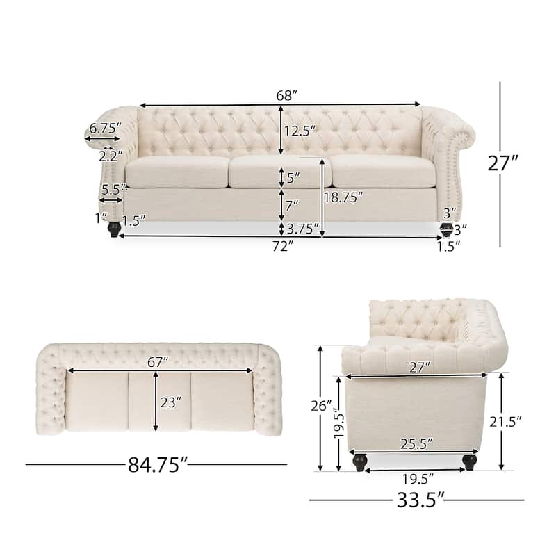 Parksley Tufted Chesterfield 3-seat Sofa by Christopher Knight Home