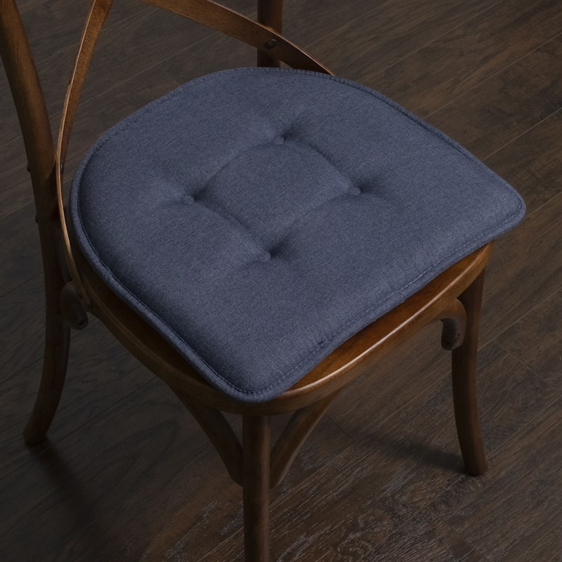 Sweet Home Collection Solid Color U-Shaped Memory Foam Chair Cushions - 16"x17" - Set of 4 - Denim