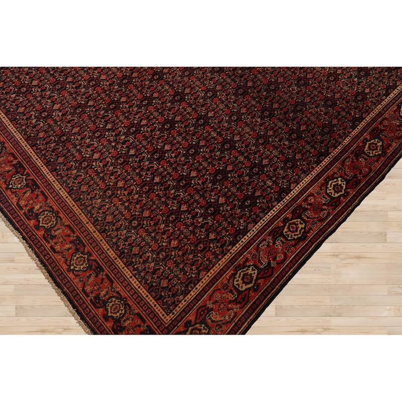Hand Knotted Antique Black Persian Wool Traditional Oriental Area Rug - 10' x 13' 2''