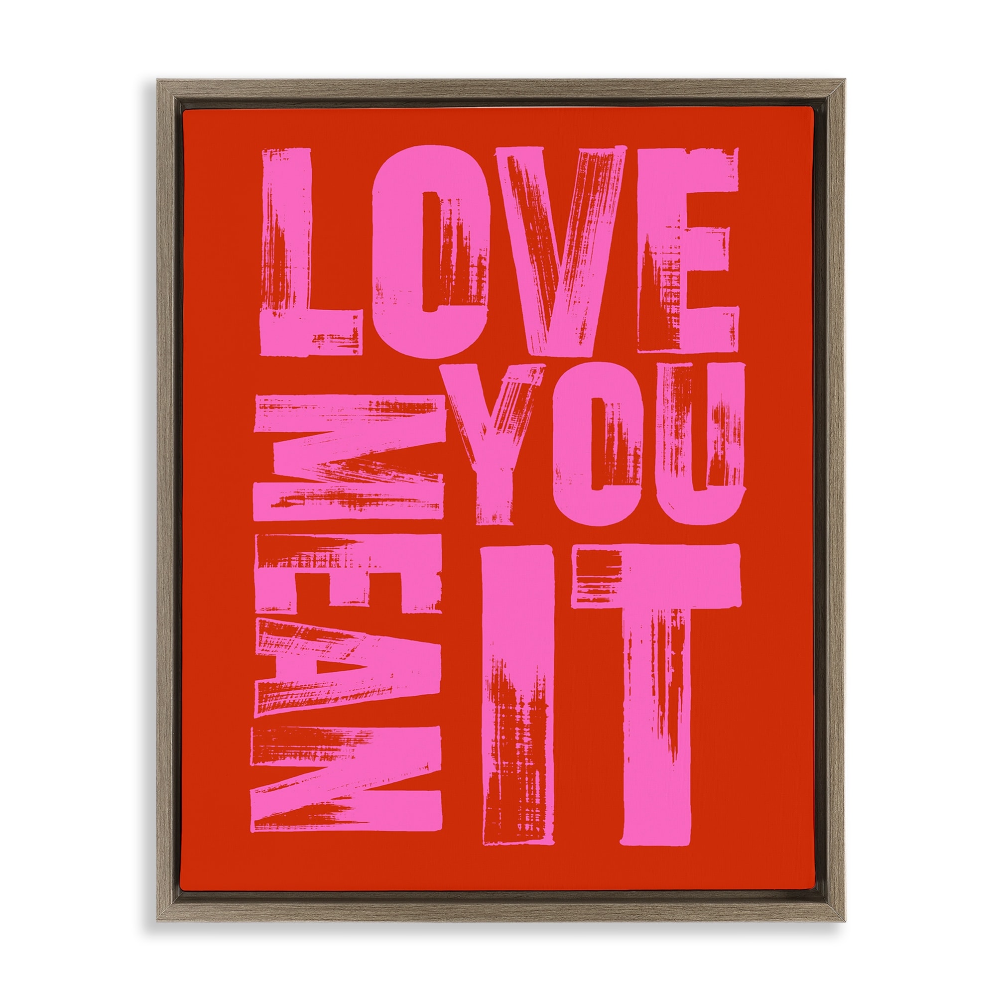 Stupell Love You Mean It on Red Framed Floater Canvas Wall Art Design By House of Lulu