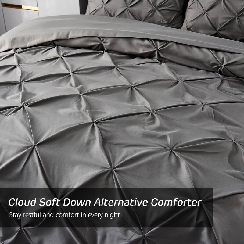 8 Piece Pintuck Comforter Set with Sheets