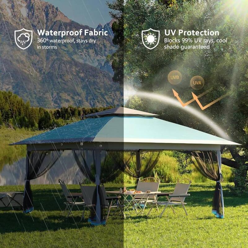 13X13 FT Patio Pop Up Canopy, Portable Folding Shed for Camping Party Wedding - 13x13 FT