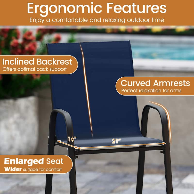 29" Outdoor Bar Stools Set 2 Fabric High Back Chairs with Metal Frame for Decks and Porches - 24.5" x 30" x 51"