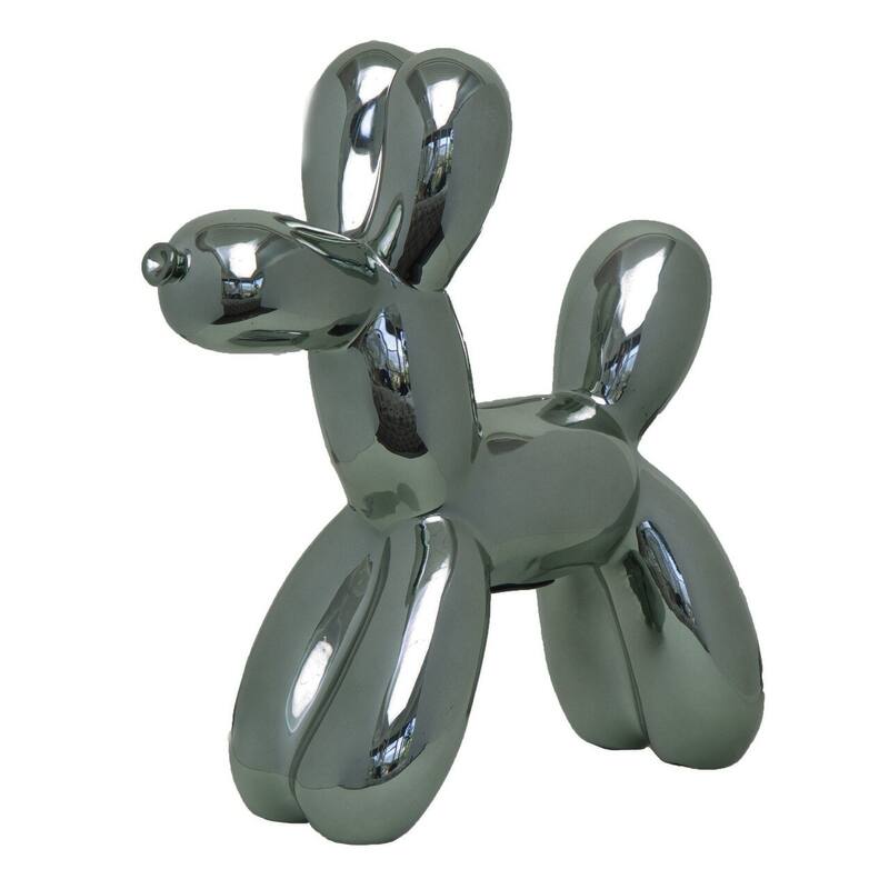 Interior Illusions Plus Ceramic Dog Piggy Bank - 12in tall - Chrome