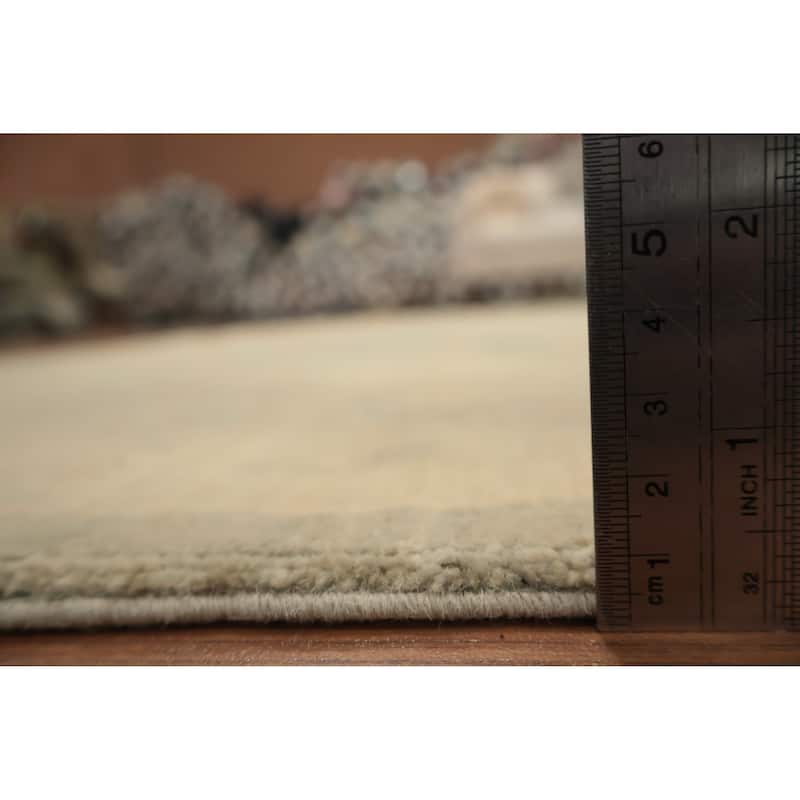 Hand Knotted Oriental 100% Wool Carpet Transitional All-Over Green Oushak Area Rug - 8' 0'' X 8' 2''