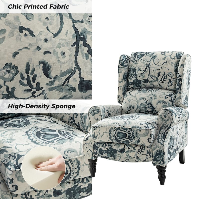 Olympus Upholstered Classic Manual Wingback Recliner with Solid Wood Legs by HULALA HOME