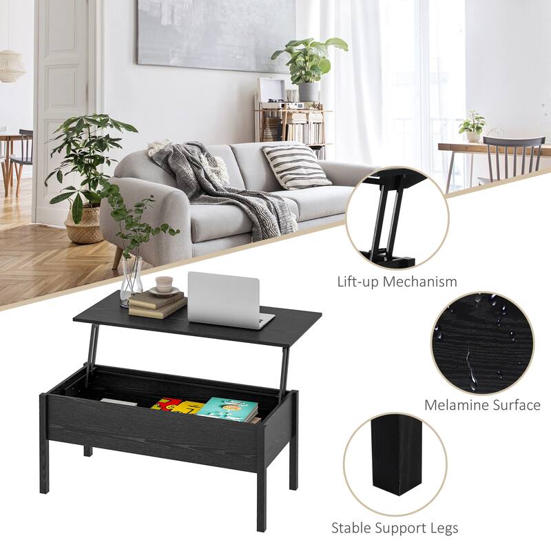 Modern Lift Top Coffee Table With Hidden Storage Compartment
