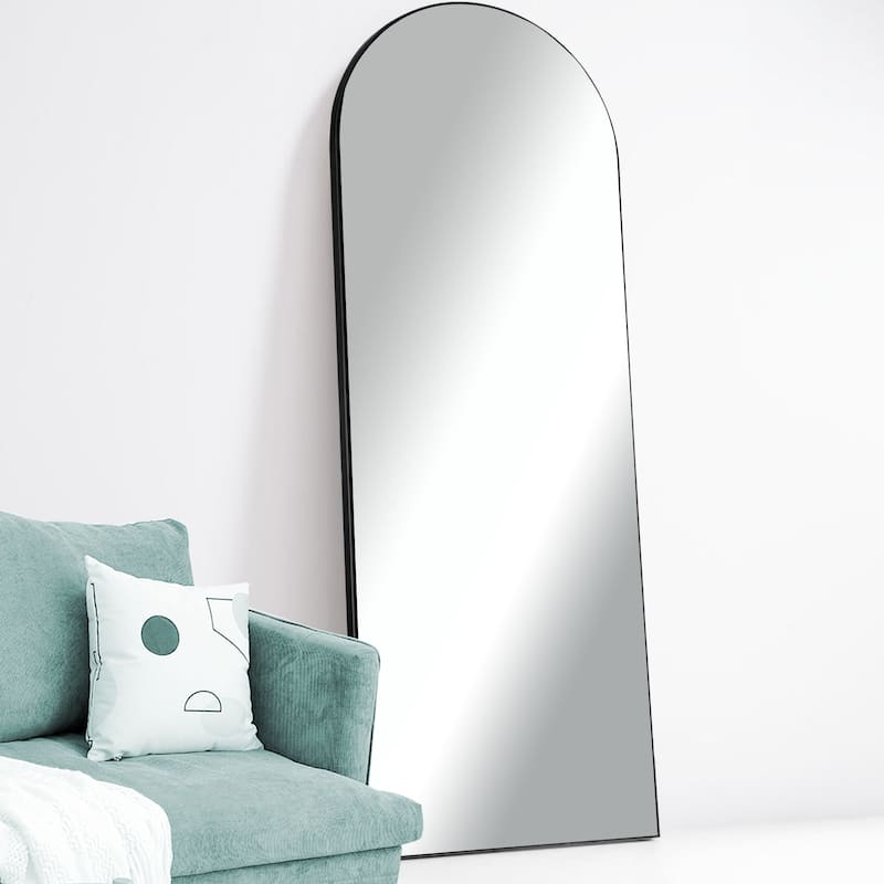 Arched Full Length Mirror with Solid Wood Frame