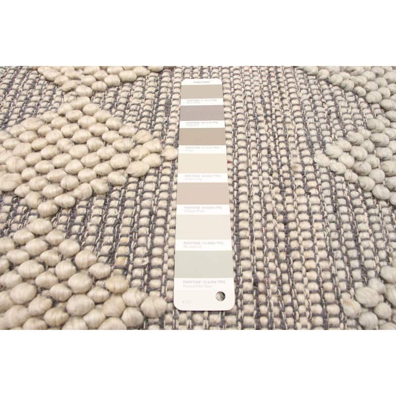 ECARPETGALLERY Braid weave Sienna Khaki Wool Rug - 6'2 x 9'1