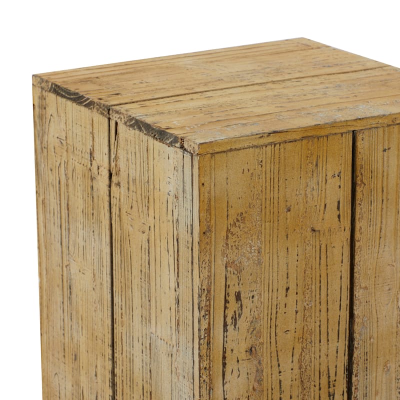 Wood Pedestal Table - Set of 3 Brown - Roche River Decor - 15"Wx15"Lx39"H