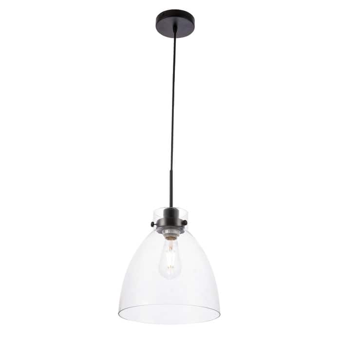 Ingrid 11-Inch Clear 1-Light Pendant - Black