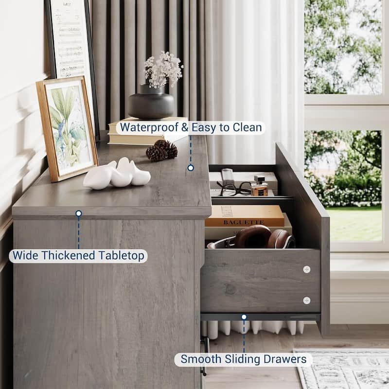 Farmhouse Double 6 Drawer Dresser for Bedroom, Living Room, Hallway
