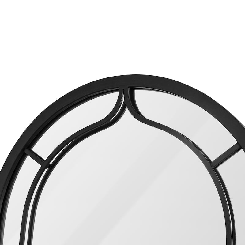 Glitzhome 23.62"D Black Metal/Glass Round or Arched Wall Hanging Mirror