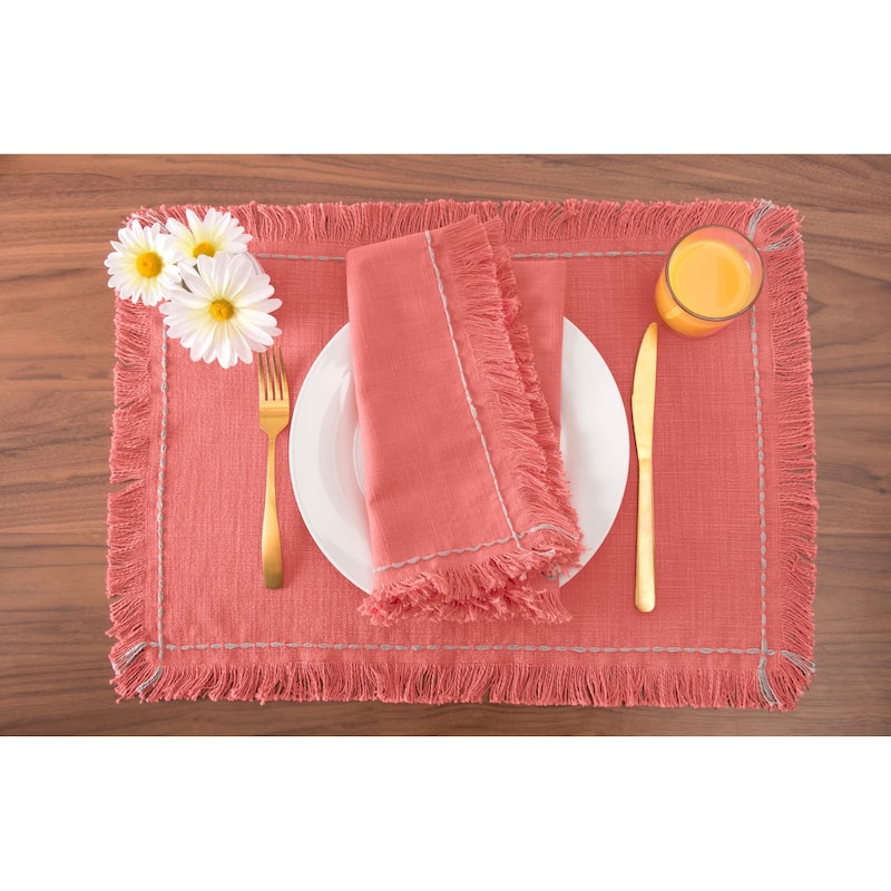 Cheryl Hibiscus Quilted Blue Placemats Set of 4, 13" x 19"