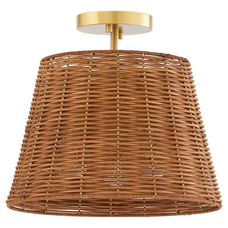 Quorum International 2893-13 Wicker 3 Light 13" Wide Semi-flush - Aged Brass