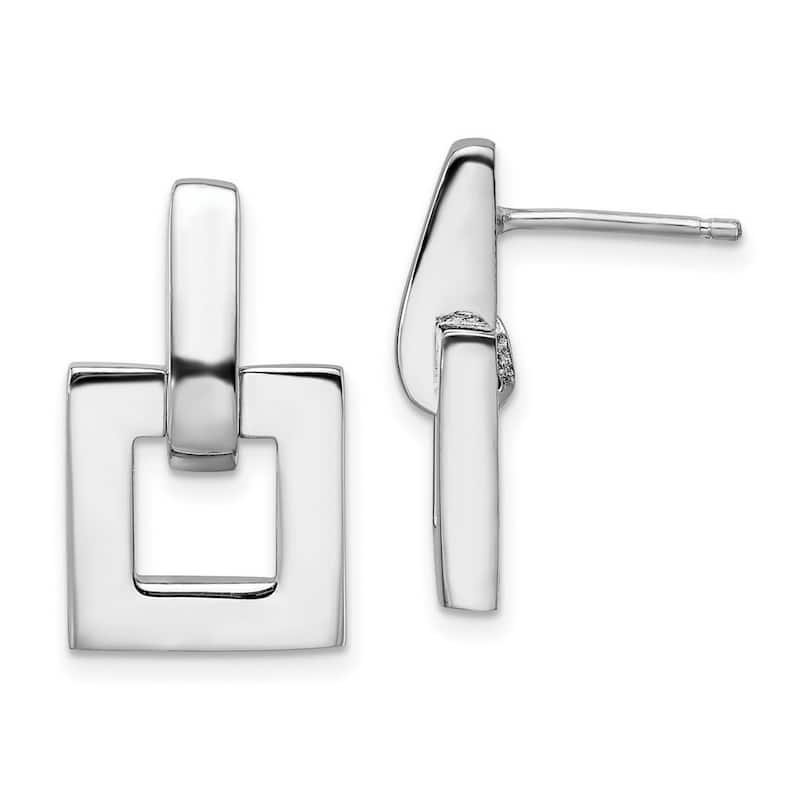 Curata 925 Sterling Silver 21x21.5mm Polished Open Square Post Earrings