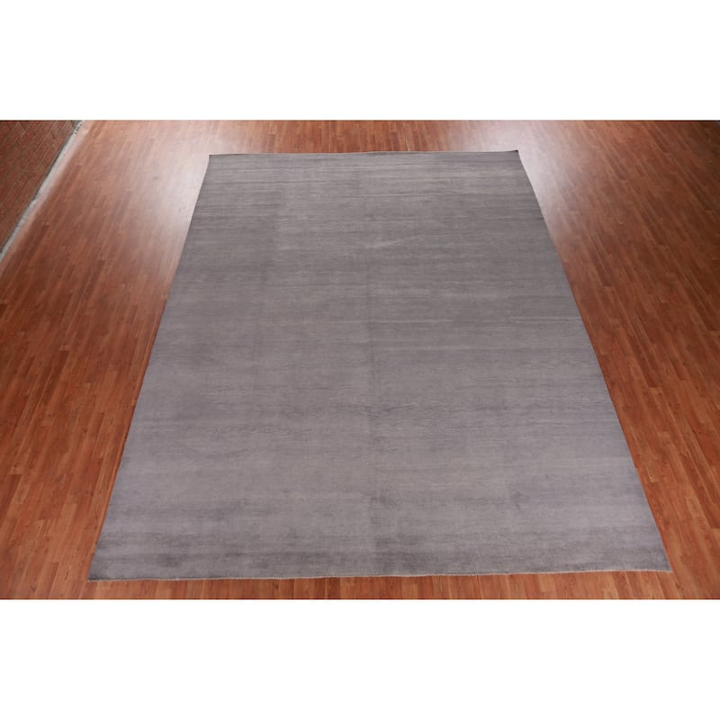 Vegetable Dye Solid Gabbeh Persian Large Rug Hand-Knotted Wool Carpet - 10'8" x 13'10"