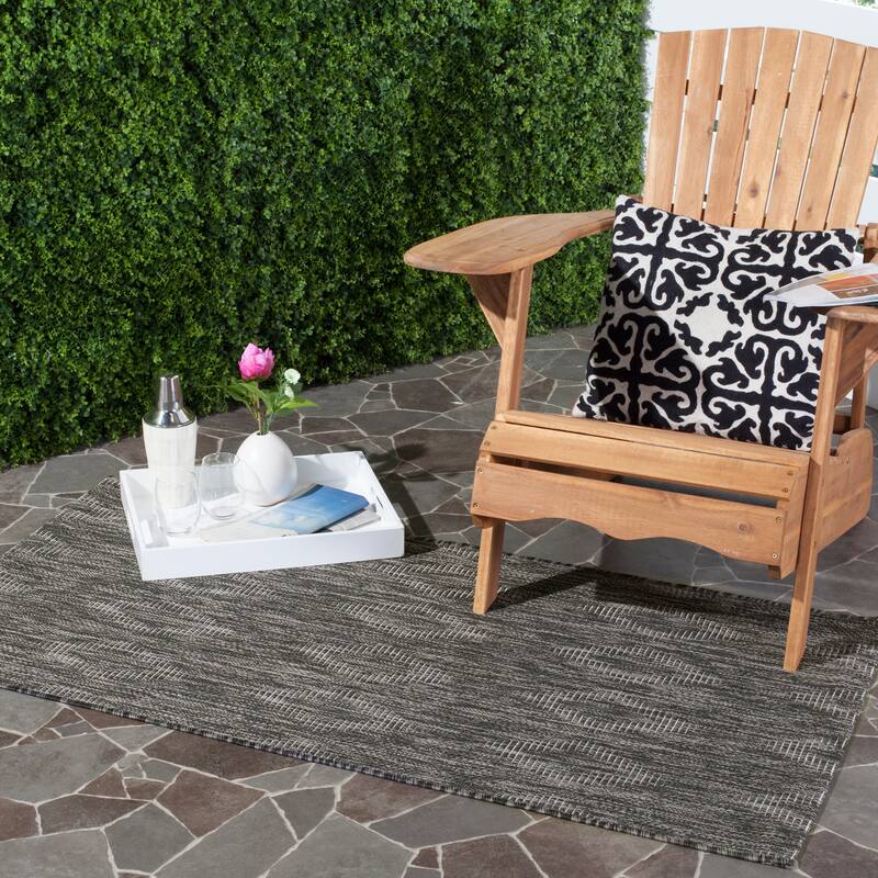 SAFAVIEH Courtyard Marolyn Indoor/ Outdoor Waterproof Patio Backyard Rug - 2' x 3'7" - Black/Black
