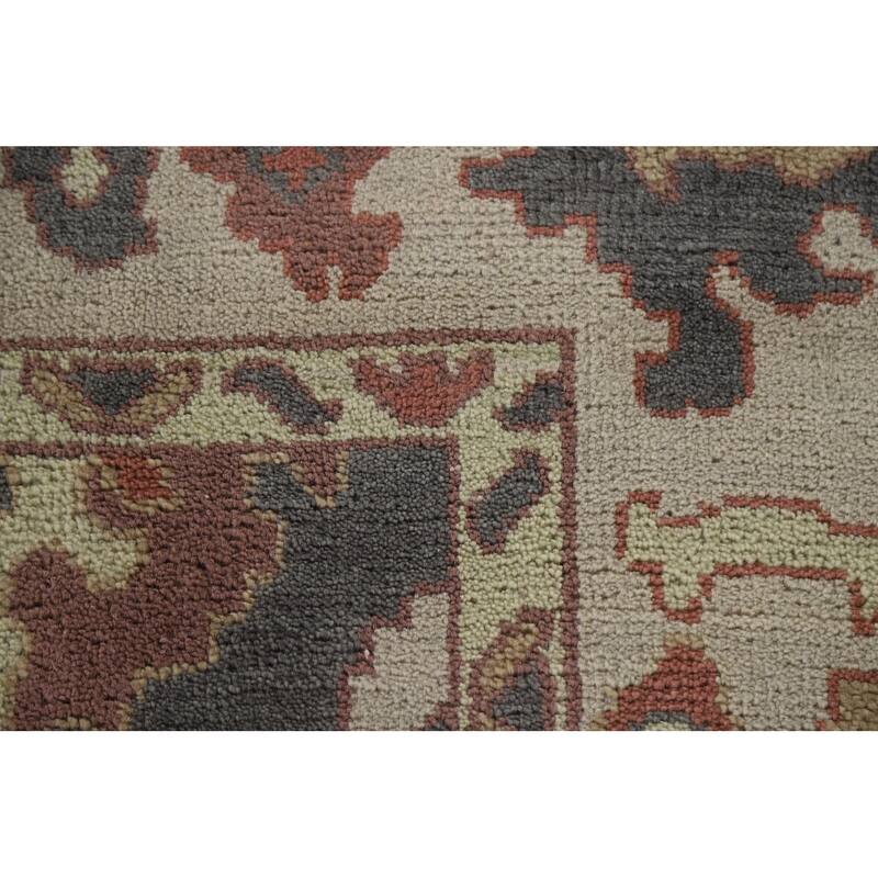 Gray Floral Oushak Oriental Area Rug Handmade Wool Carpet - 9'2"x 11'9"