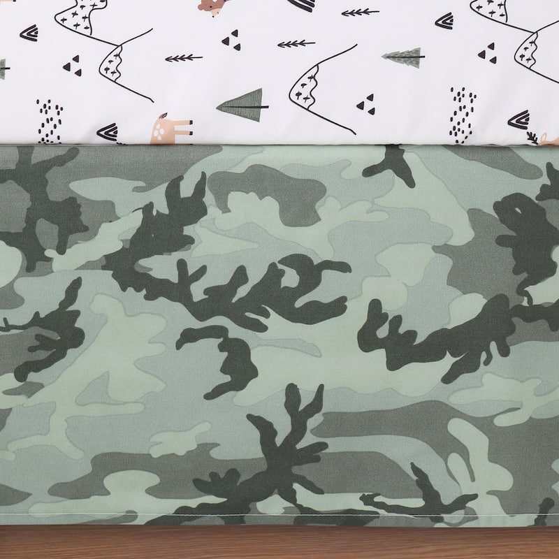 The Peanutshell Woodland Camo Crib Bedding Set for Baby Boys, 3 Piece Nursery Bed Set, Crib Comforter, Fitted Sheet, Crib Skirt