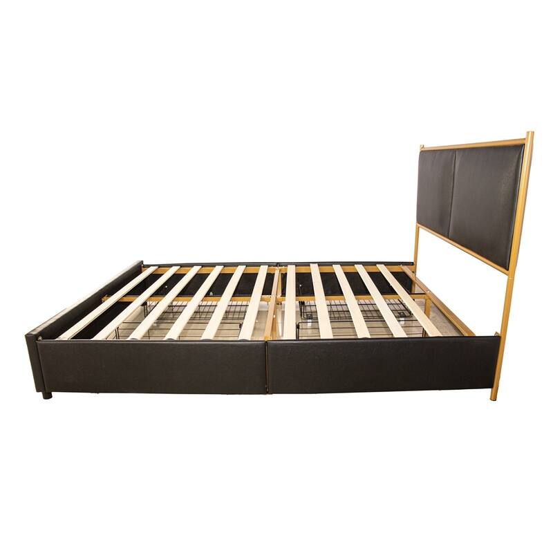 Classic Metal Platform bed with Four drawers