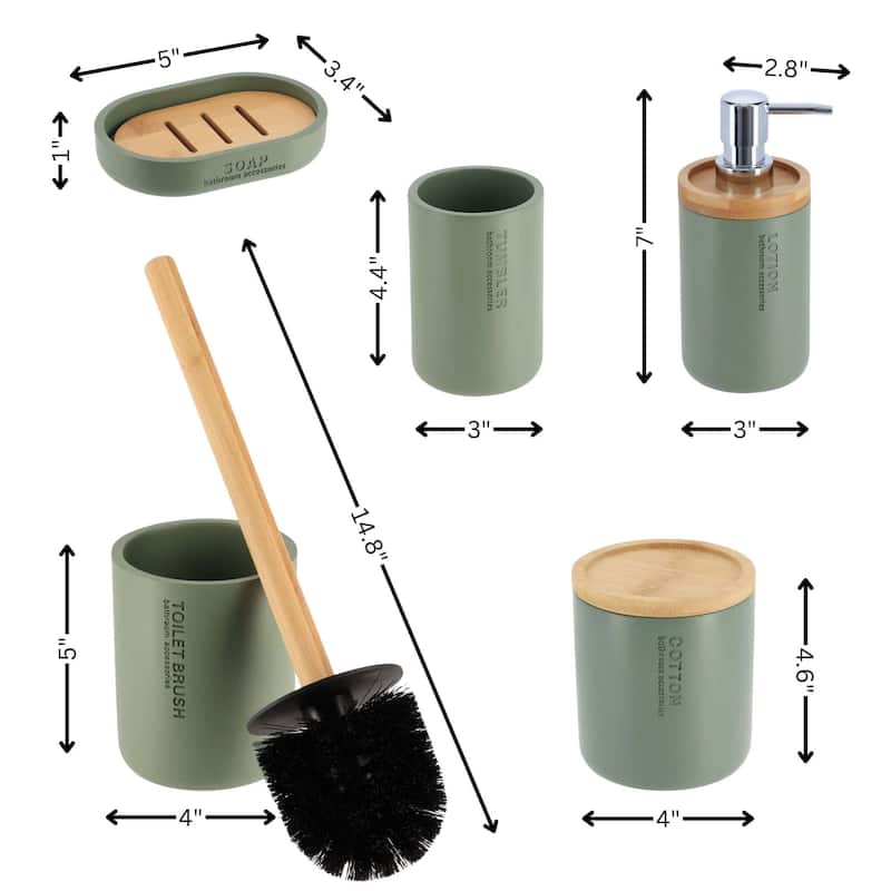 Bathroom Essentials Set Natural Bamboo Bath Set Accessories 5 pieces
