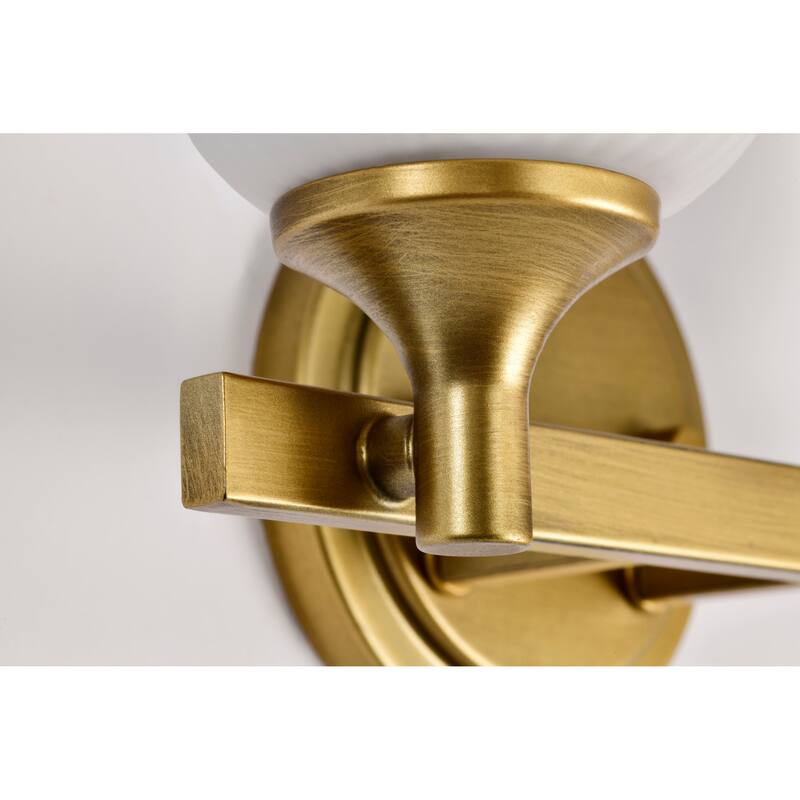 Solara 2 Light Vanity Natural Brass Finish Frosted Ribbed Glass - Natural Brass