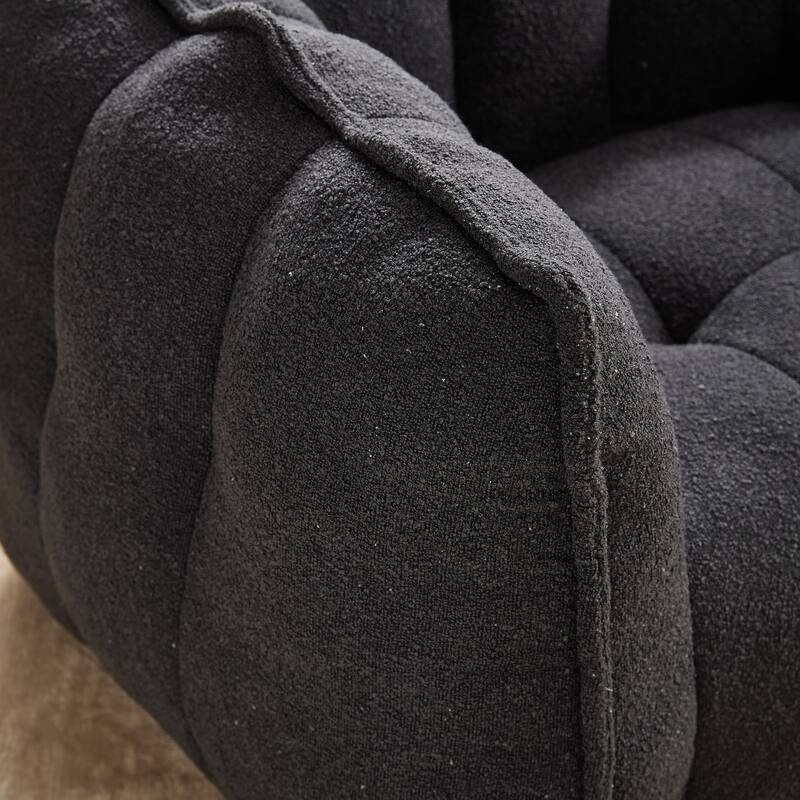 Extra-Large Chenille Bean Bag Chair with Footstool, Comfy Bean Bag Sofa for Adults, High Resilient Foam Square Lazy Sofa