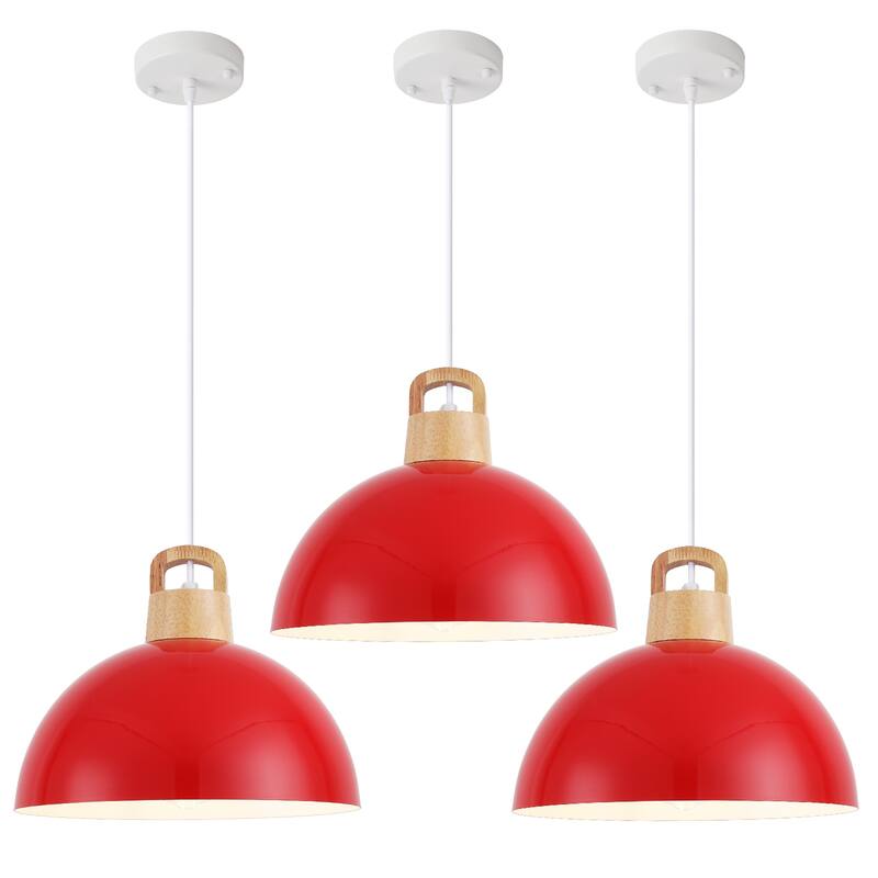 (Set of 3) Modern Semi Flush Mount Chandelier, Industrial 1-Light Pendant Lights with Dome Shape for Dining Room Kitchen Island