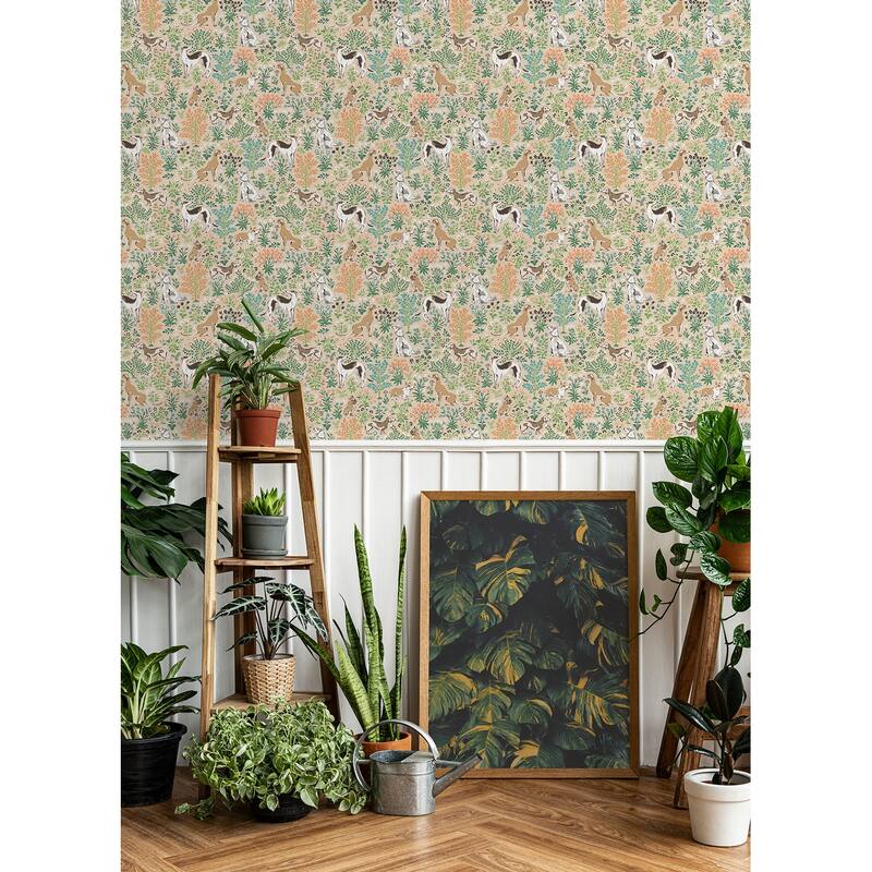 Printfresh Must Love Dogs Tan Peel and Stick Wallpaper