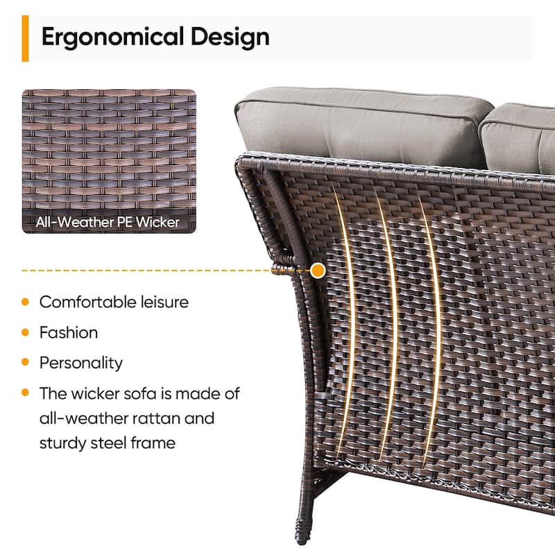 Pocassy 5 Piece Ooutdoor Sofa with Swivel Chair Table