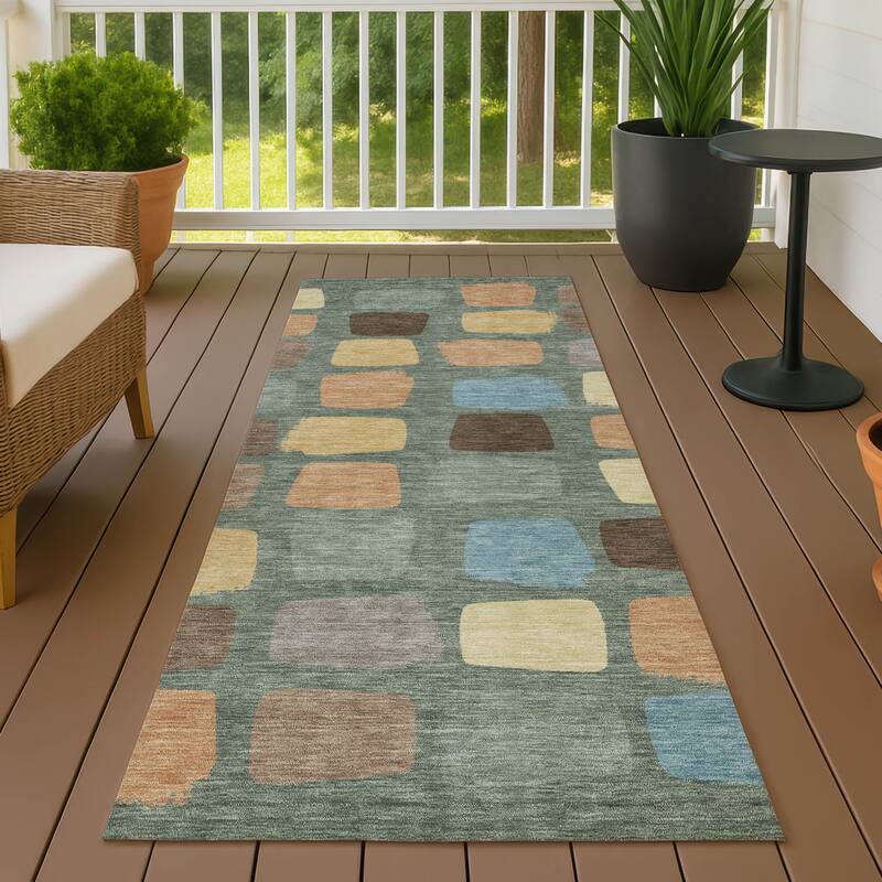 Machine Washable Indoor/ Outdoor Casual Hoppy Chantille Rug - Basil - 2'3" x 7'6"