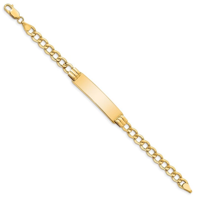 Curata 9.97mm 10k Yellow Gold Engravable Semi solid Curb Link ID Bracelet