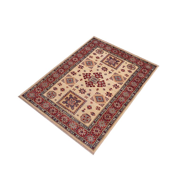 Bohemian Kazak Clay Gold/Red Wool Rug - 3'3'' x 4'9''