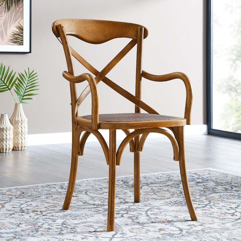 The Gray Barn Trails End Elm and Rattan Dining Chair - Walnut