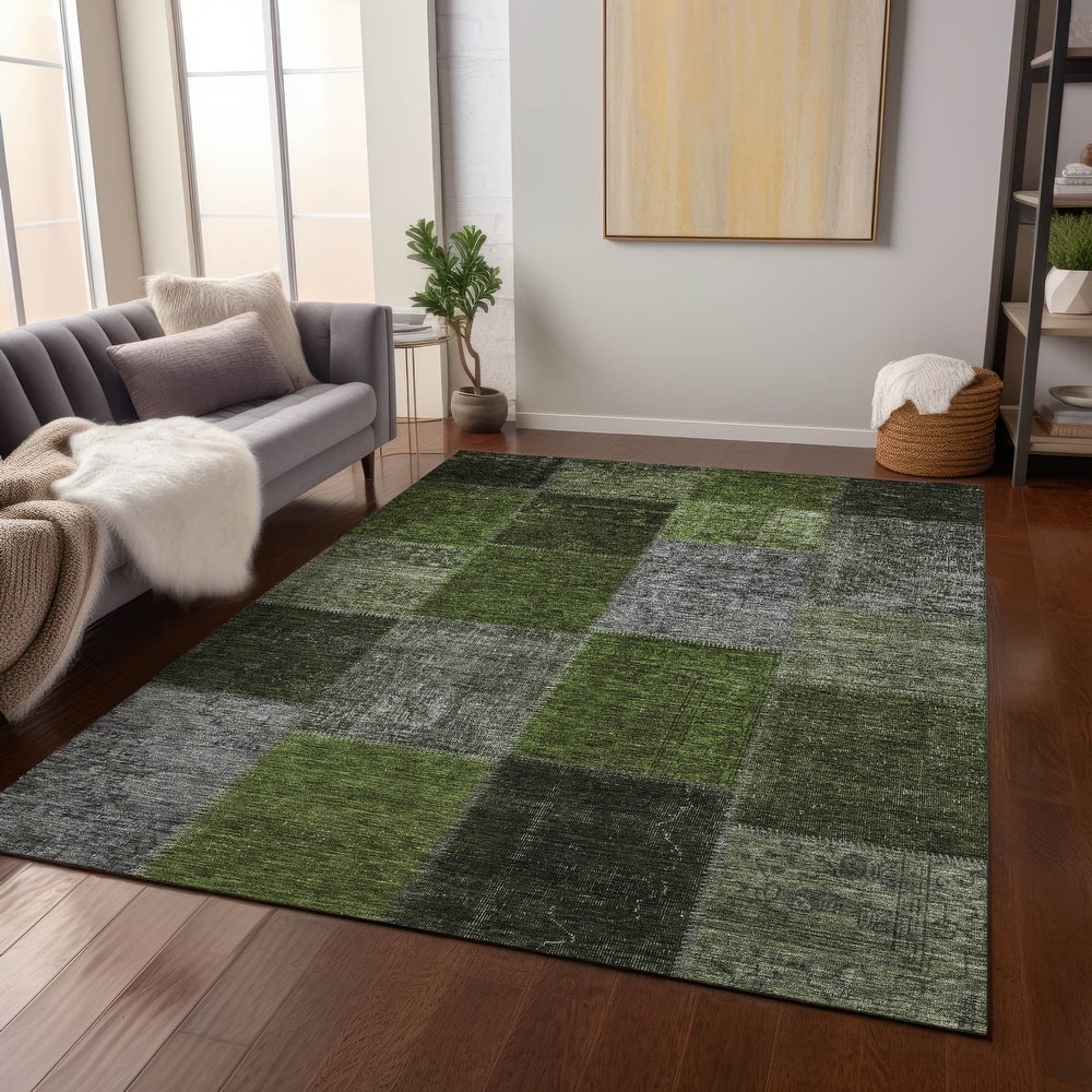 Machine Washable Indoor/ Outdoor Chantille Vintage Patchwork Rug