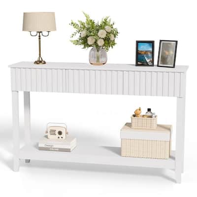 VINGLI White 2-Layer 3-Drawer MDF Grille Entry Table