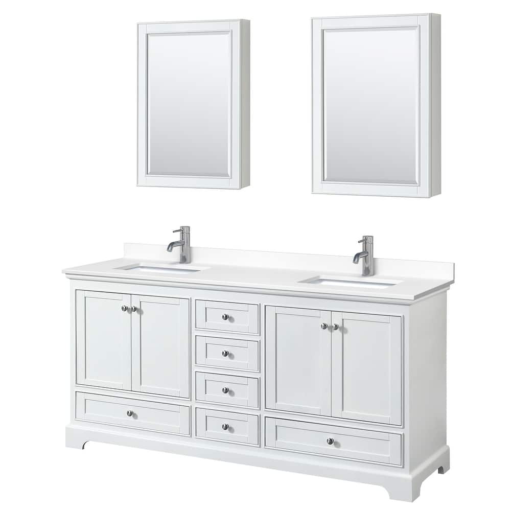 Deborah 72-inch Double Vanity, Cultured Marble Top, Medicine Cabinets