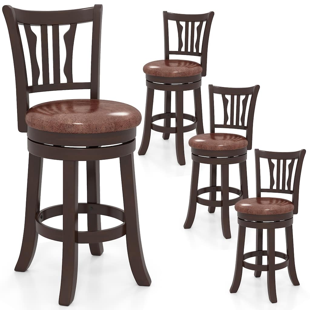 Gymax 26'' Counter Height Swivel Bar Stools Set of 4 w/Back & Faux
