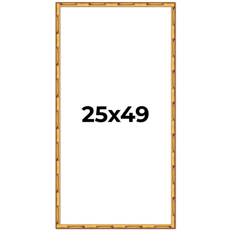 25x49 Frame Gold Bamboo Picture Frame Modern Photo Frame Includes UV Acrylic Shatter Guard Front Acid Free Foam Backing Board