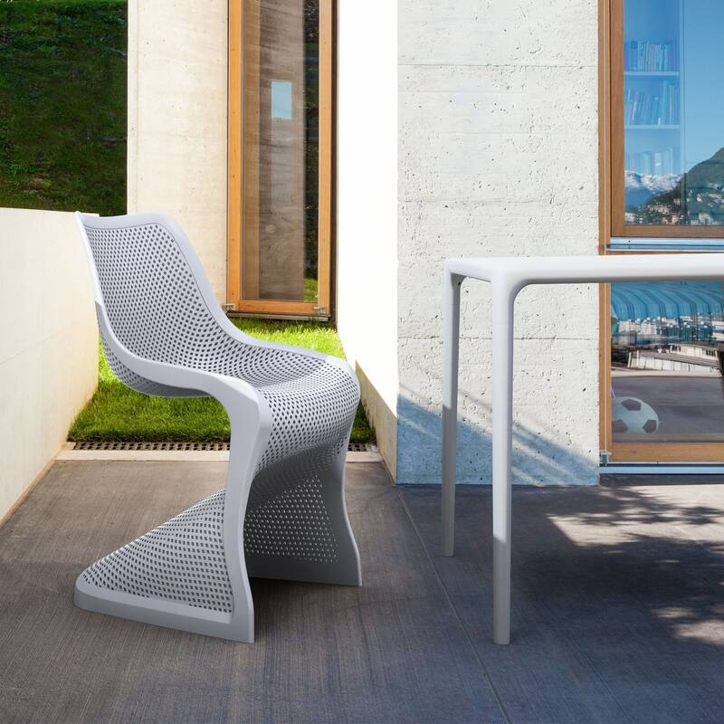 28" Gray Patio Square Stackable Dining Table